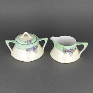 Antique Z S & Co Cream and Sugar Set with Hand Painted Flowers, Z S and Co. Zeh Scherzer Bavaria Germany Porcelain, Bridal Tea Party Decor