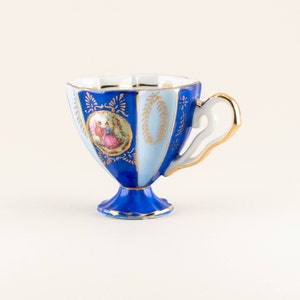 Vintage Blue Footed Tea Cup with Fragonard Couple, Replacement Demitasse Tea Cup