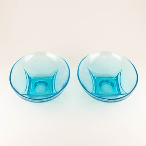 Vintage Capri Blue Hazel Atlas Simplicity Oval Relish Dishes, Set of 2 Colony Bowls, Mid Century Tableware Gift