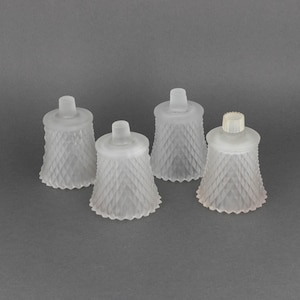 Vintage Frosted Clear Glass Diamond Point Peg Votive Cups by Homco Home Interiors, Set of 4 Retro Candle Holders, 1970s Home Decor Gift