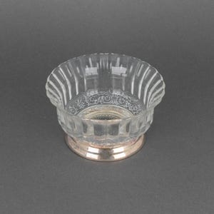 Crystal Pedestal Bowl with Sandwich Pattern & Silver Plated Foot New in Box, Women&#39;s Glass Ring Dish, Bridal Shower Gift