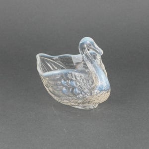 Vintage Open Swan Opalescent Glass Mint Dish, Collectible Art Glass Bird Bowl Figurine, Birthday Gift for Women