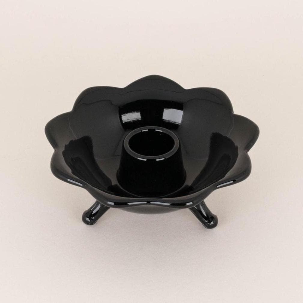 ご確認用　フェントン➕スタンド Vintage Fenton Black Amethyst Glass Tapered Candle Holder, Lotus