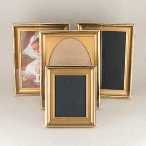 Vintage Picture Frame with Gold Mat Insert, Mid Century Modern Home Decor, Table Top Picture Holder, MCM Housewarming Gift