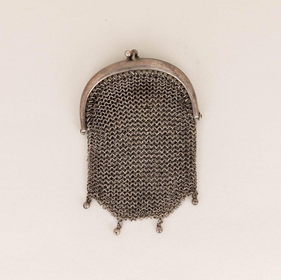 Antique Silver Chainmail Purse W/ Kiss Clasp From Barcelona 60g, Double ...