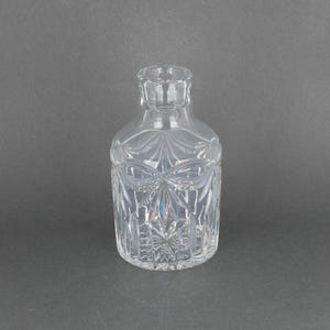 Vintage Noble Cut Crystal Bedside Carafe, Clear Beverage Decanter, Barware Gift Idea
