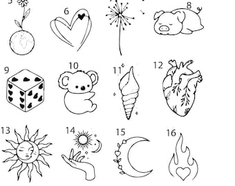 Pre-Cut Ready To Use Hand Poke Mini Tattoo Stencils set of 4