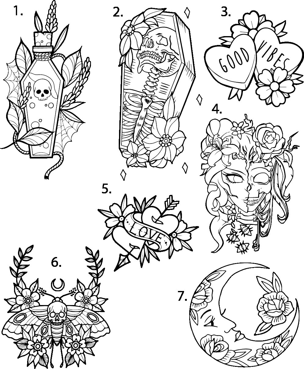 Precut Ready to Use Tattoo Stencils Set of 4 Etsy