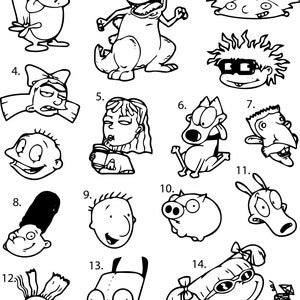 Pre-made Ready to Use 90's Cartoon Flash Tattoo Stencils Set of 4 - Etsy