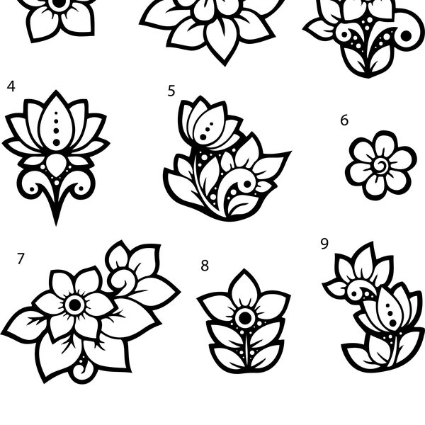 Pre-Cut Ready To Use Hand Poke Flower Tattoo Stencils set of 4