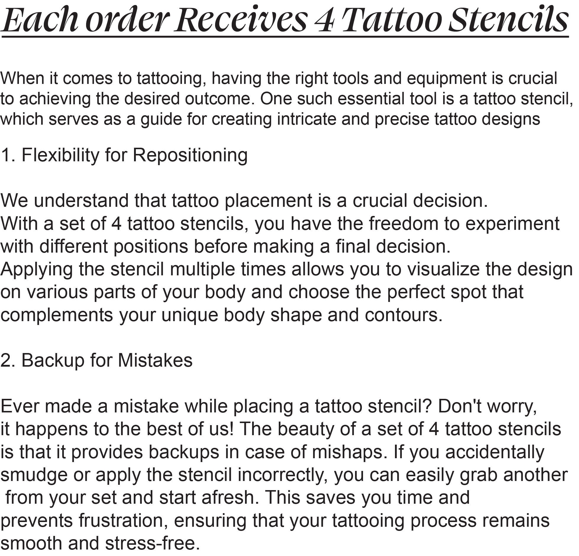 Pre-made Tattoo Stencils, Ready to Use Tattoo Stencils, Tattoo