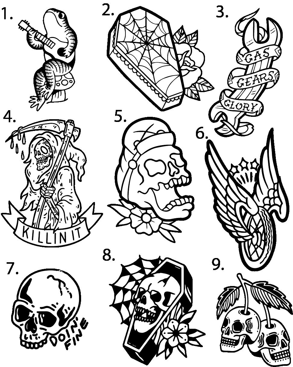 Precut Ready to Use Flash Tattoo Stencils Etsy