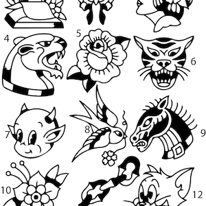 Pre-Made Ready To Use Butterfly Bird Rose Flash Hand Poke Tattoo Stencils set of 4