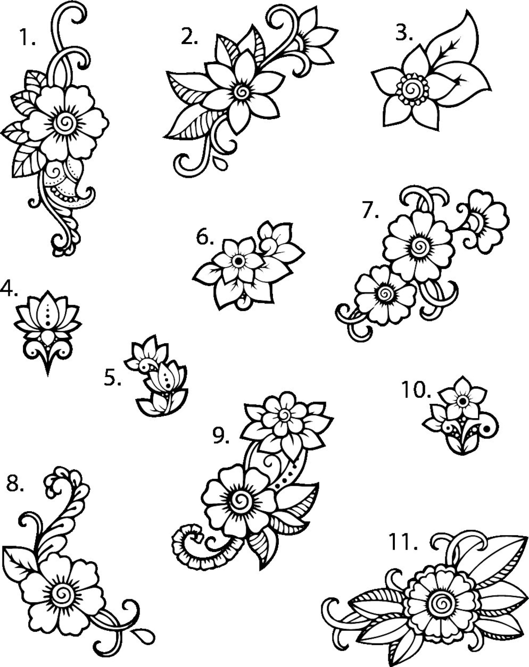 Pre-cut Ready to Use Girly Flower Tattoo Stencil Face Tattoo Stencils ...