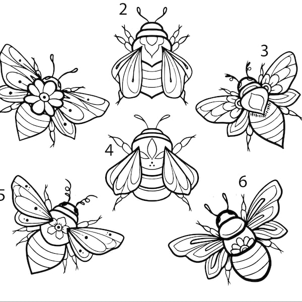 Pre-cut Ready To Use Bug Bumble Bee Tattoo Stencil Designs Set of 4