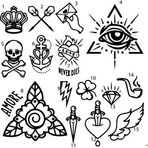 Stencils Random 1 Tattoo Designs Ready-to-use, Easy-to-apply, Cute, Simple  and Easy, Dinosaur, Cowboy, Handpoke and Stick & Poke 