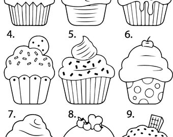 Pre-cut Ready To Use Cute Cupcake Tattoo Stencil Designs