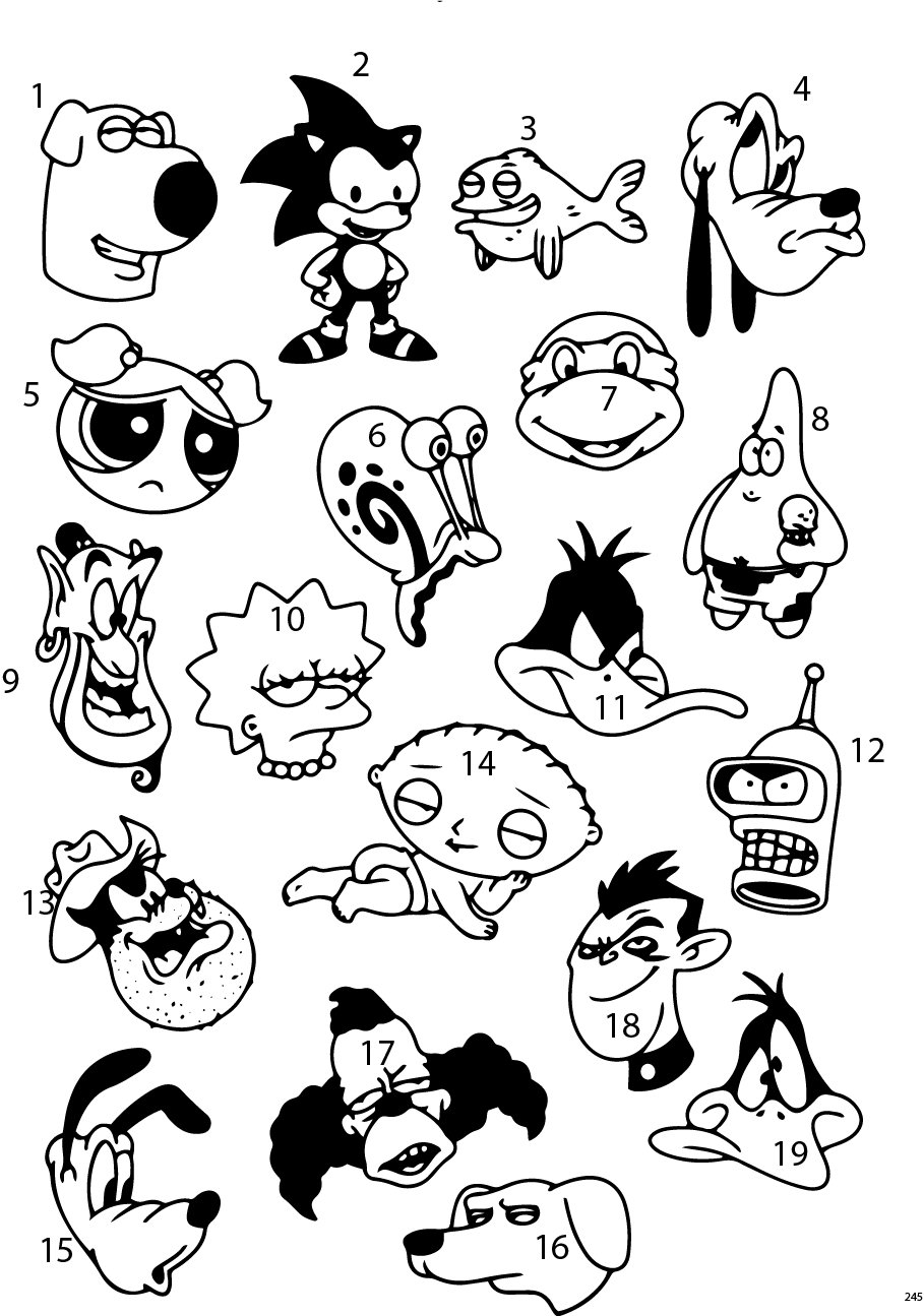 Pre-made Ready to Use Cartoon Flash Tattoo Stencils Set of 4 - Etsy