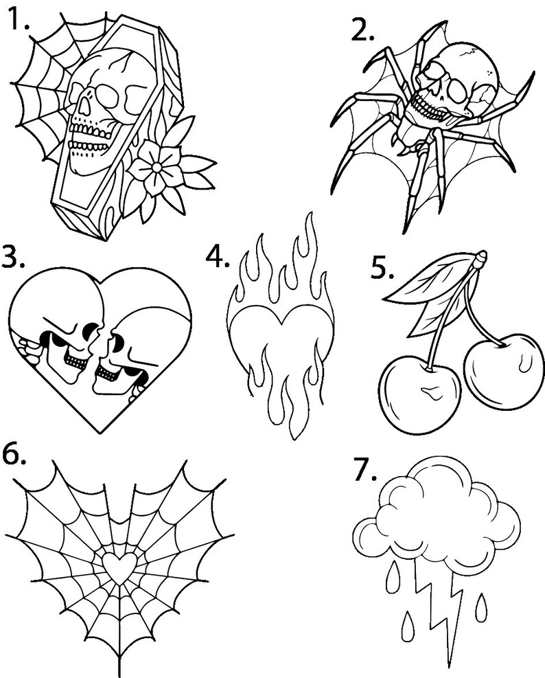 pre-cut-ready-to-use-flash-tattoo-stencils-set-of-4-etsy
