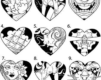 Pre-Made Ready To Use Flash Tattoo Stencils set of 4