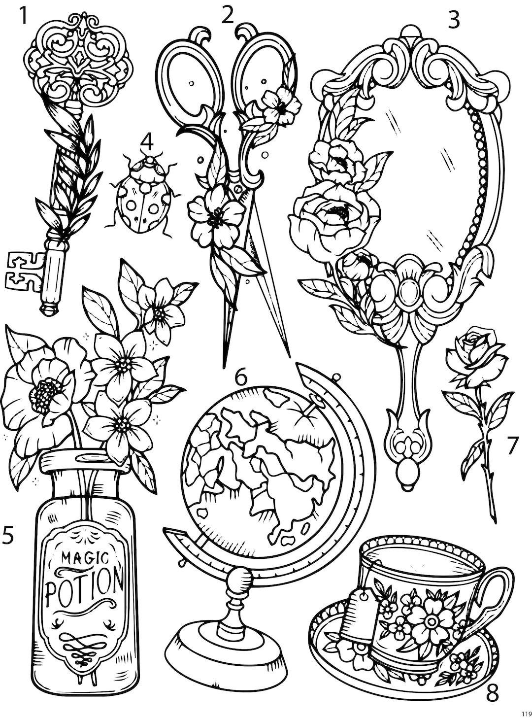 Premade Ready to Use Cute Girly Flash Tattoo Stencils Set of 4 Etsy