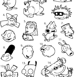 Pre-Made Ready To Use 90's Cartoon Flash Tattoo Stencils set of 4