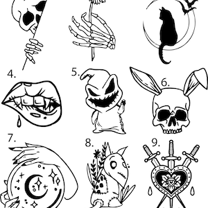 Pre-Made Ready To Use Flash Tattoo Stencils set of 4