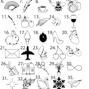 Pre-Made Ready To Use Playful Flash Tattoo Stencils set of 4