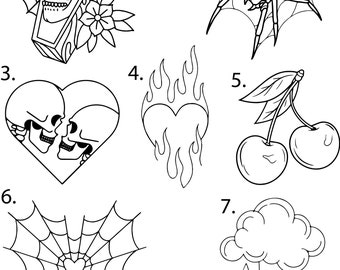 Pre-cut Ready To Use Flash Tattoo Stencils set of (4)