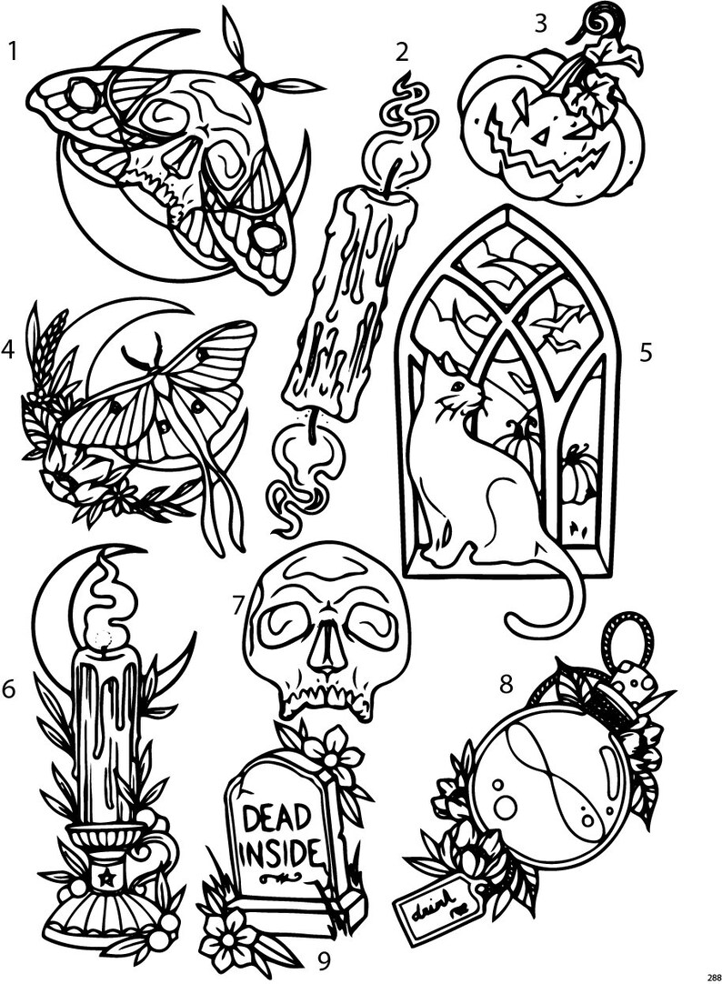 Premade Ready to Use Spooky Halloween Witch Scary Flash Tattoo