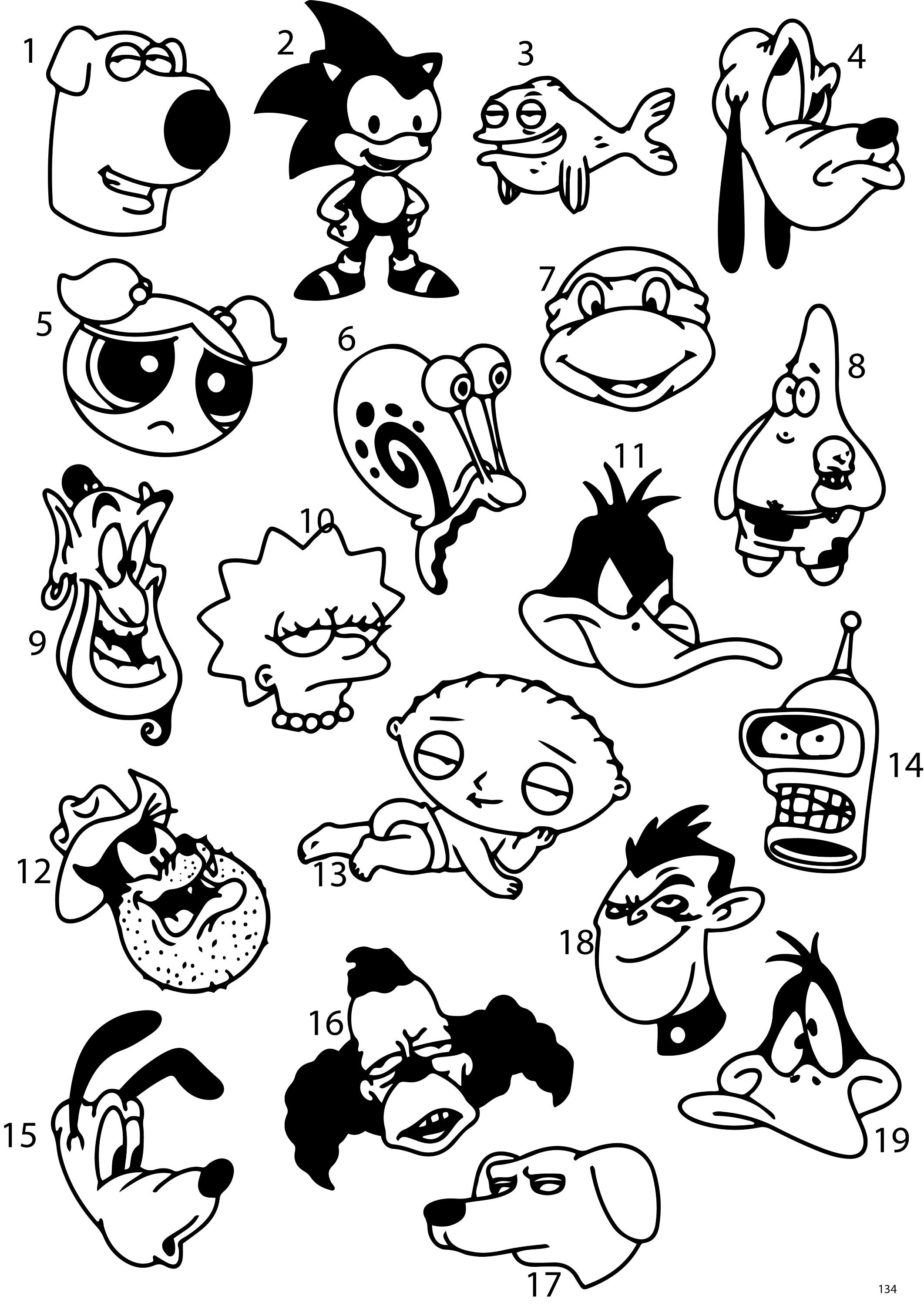 Pre-made Ready to Use Cartoon Flash Tattoo Stencils Set of 4 - Etsy