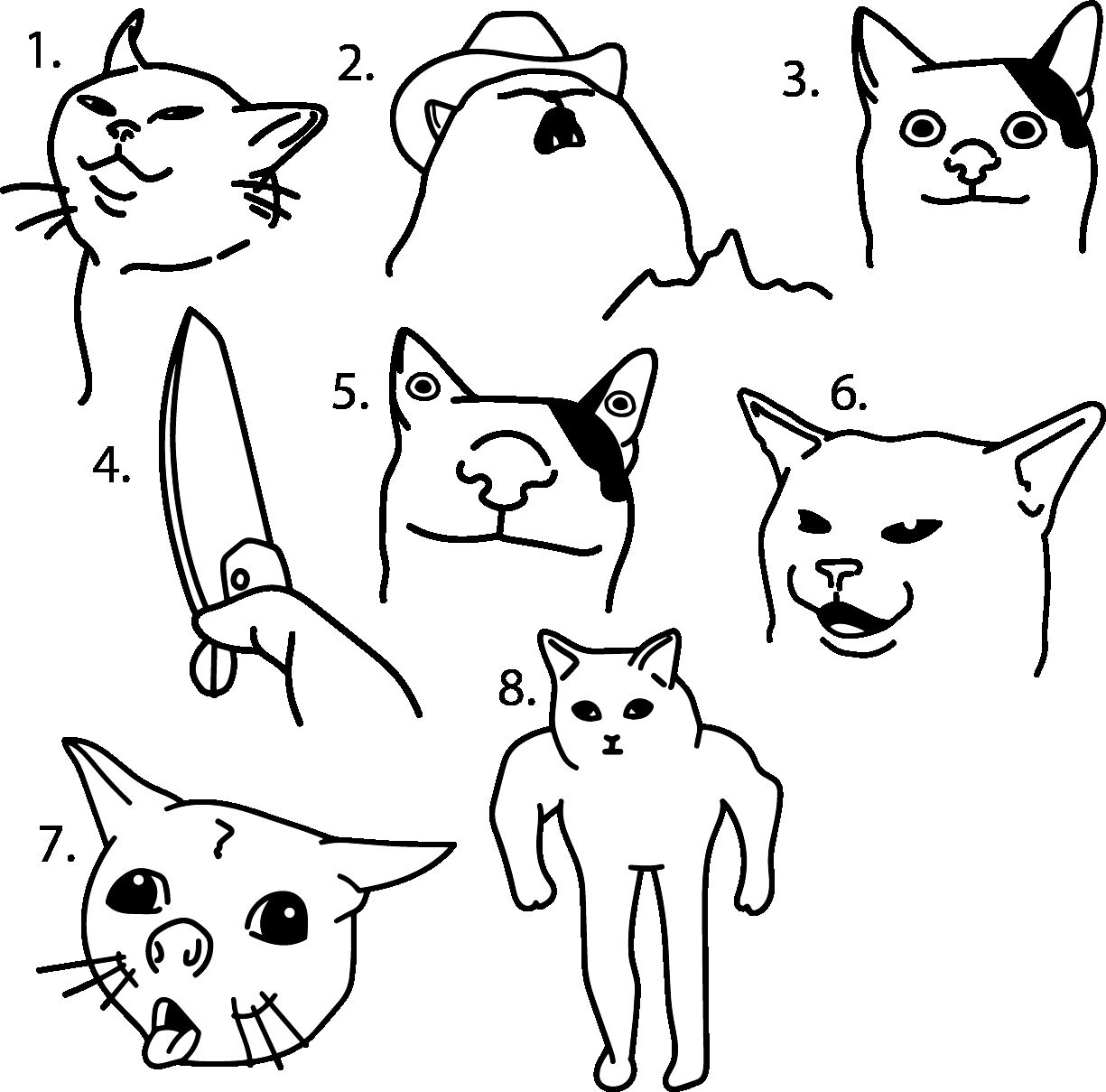 pre-made-ready-to-use-goofy-cat-grumpy-cat-flash-tattoo-stencils-set-of-4-etsy