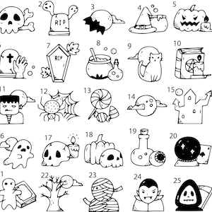 Pre-Made Ready To Use Spooky Halloween Hand Poke Witchy Flash Tattoo Stencils set of 4