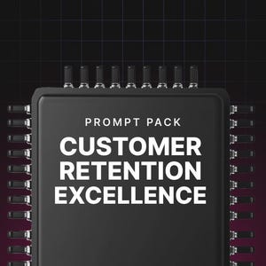 May include: A black chip with white text that reads "PROMPT PACK CUSTOMER RETENTION EXCELLENCE". The chip is surrounded by a grid of black squares.