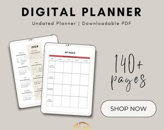 2026 Printable Planner, Undated Planner, Digital Planner PDF, Goal Setting Journal, Weekly Monthly Planner
