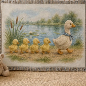 Duck Family Baby Blanket | Woven Nursery Throw, Baby Shower Decor