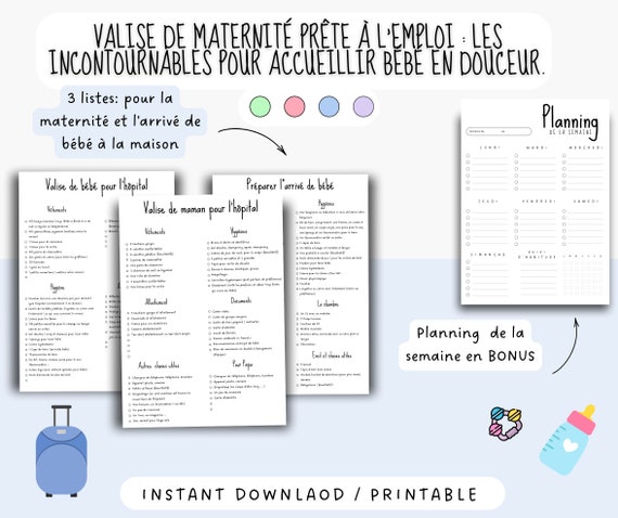 Liste de grossesse, pregnancy checklist, maternité, valise d