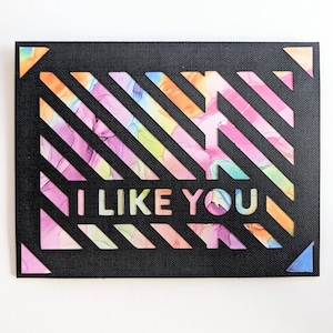 Me gustas - tarjeta colorida para alguien especial, carta de amor - ocasiones especiales - admirador secreto - Tarjeta de agradecimiento - Día de San Valentín