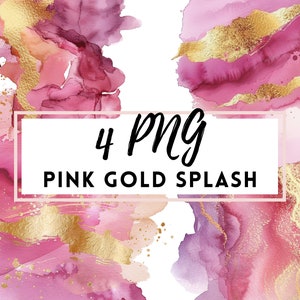 Aquarell Rosa Gold Farbe Spritzer Clipart, PNG PNG, Kommerzielle Nutzung, Sofort Download