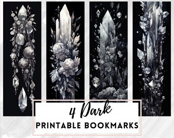 Dark Academia Crystal Bookmarks | Printable Bookmark Set (Digital Download)