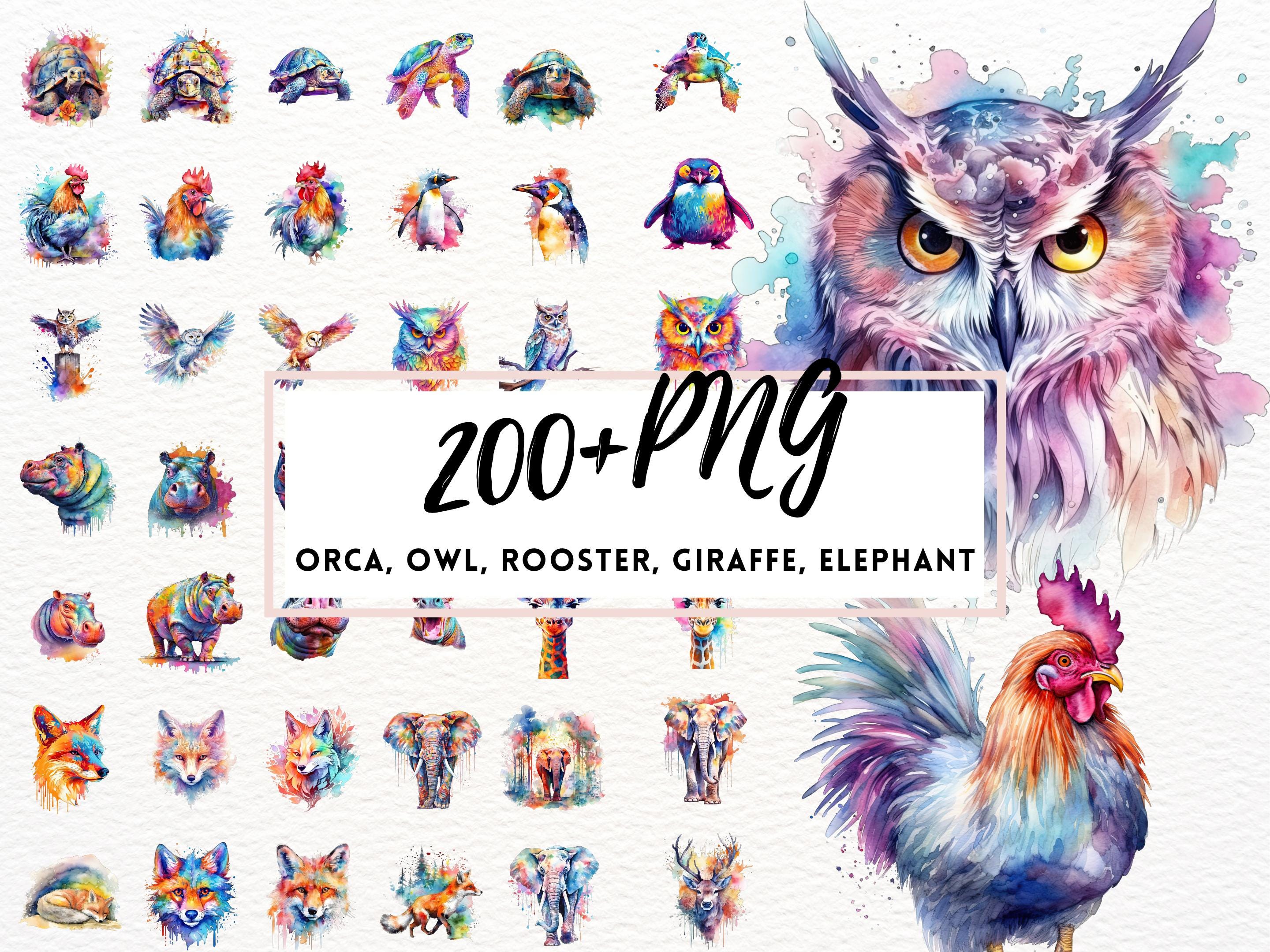 Watercolor Rainbow Animals Clipart, Colorful Animal Illustrations ...