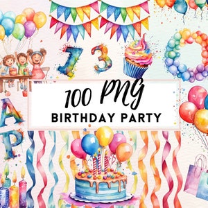 Regenbogen alles Gute zum Geburtstag Party Clipart, Kuchen vorhanden Ballons Clipart SET, alles Gute zum Geburtstag Karte Einladungen, kommerzielle Nutzung, Geburtstagsparty Png
