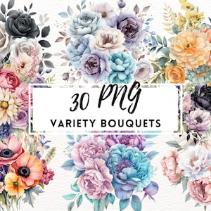Clipart Floral Aquarela, Clipart Floral, Clipart Casamento, Clipart Primavera, Padrão Floral Aquarela Flor Selvagem PNG, Buquês Aquarela