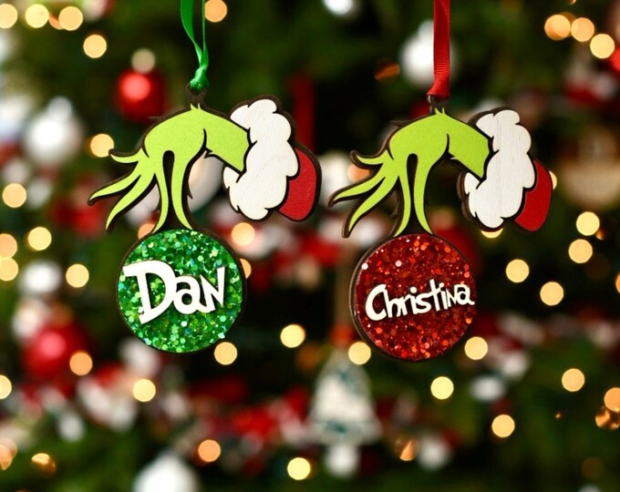 Personalized Grinchmas Ornament Custom Christmas Family Ornament Grinch Christmas Ornament