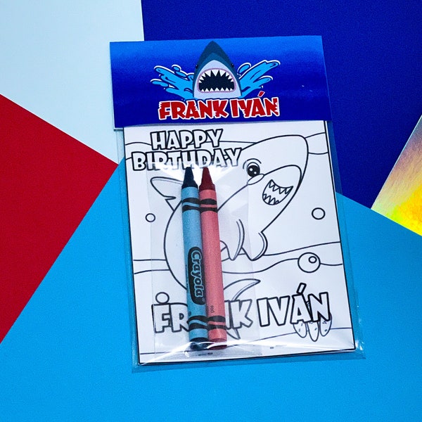 Shark Party Favors, Shark Coloring Kits, Shark Birthday Theme, Shark Party Souvenir