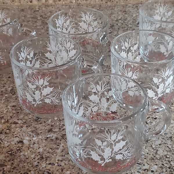 Set Of 8 Vintage Tis The Season Coffee/Hot Chocolate/Egg Nog/ Cappuccino Glasses