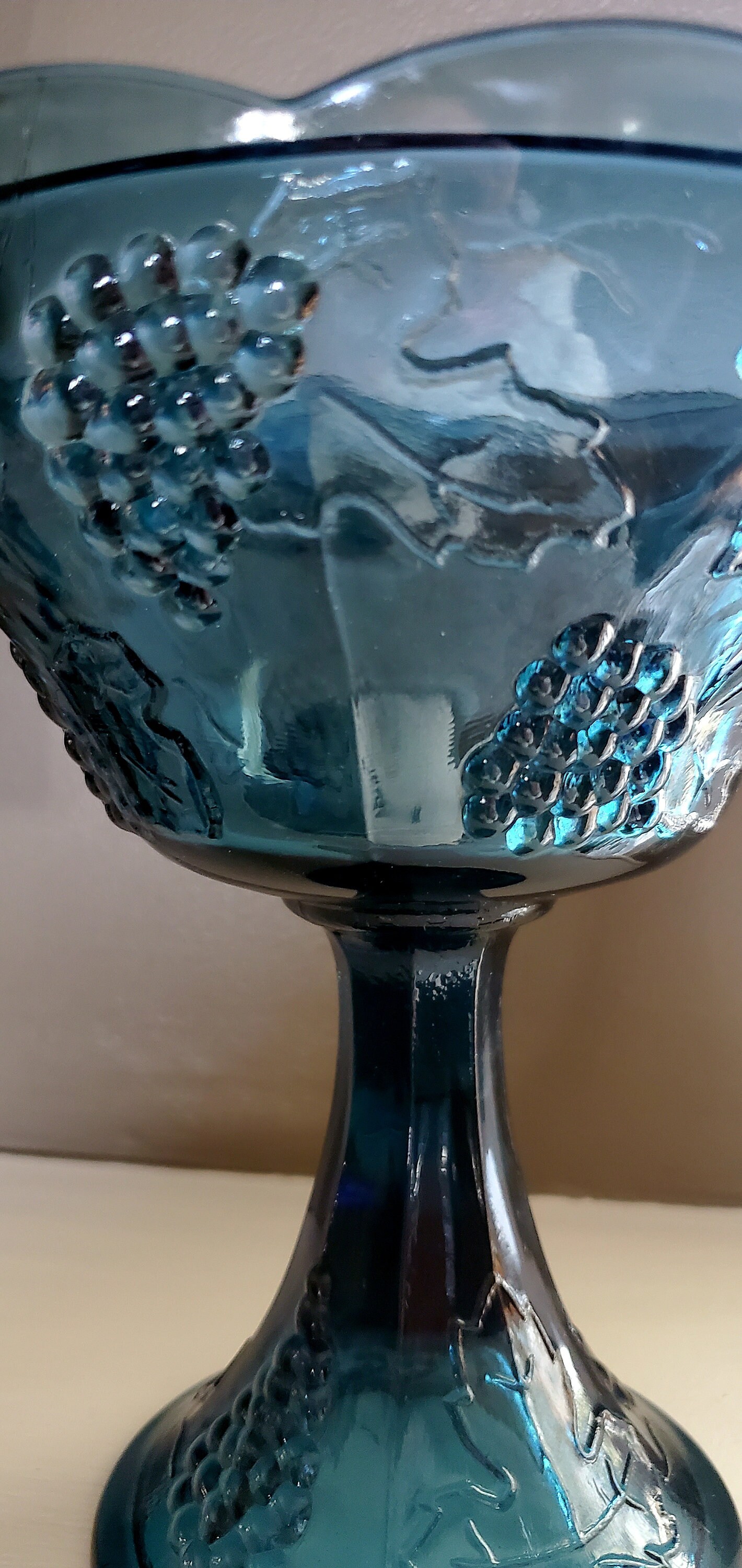 Vintage Blue Glass Fruit Bowl