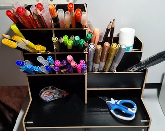 Wooden Pen Organizer with Drawer Pen Storage Pencil Holder Office Table Organizer Table Box Storage Box