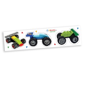 Racers Car Wall Stickers built from LEGO bricks Building Brick Room Decor for Kids, Playroom Stickers image 2
