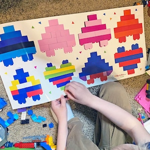 LEGO Brick Built Hearts // Set of 8 Window Clings or Wall Stickers for Kids who love LEGO Bricks // AFOL Window Stickers or Wall Decals